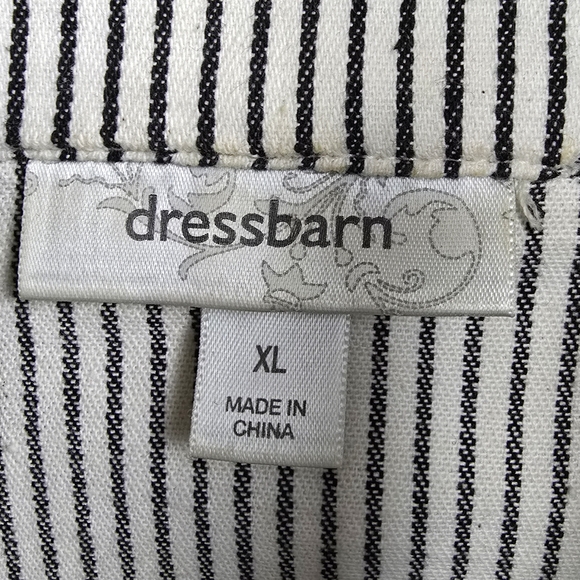 Dressbarn Stripe Live a Little Zip Up Jacket Size XL Black Off White - Picture 5 of 12